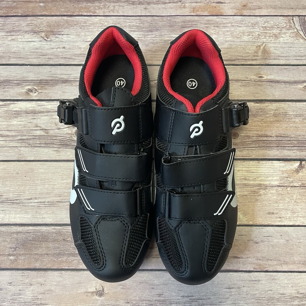 Peloton Cycling Shoes With Cleats Size 40 Womens US 9 Mens US 7 Black Red